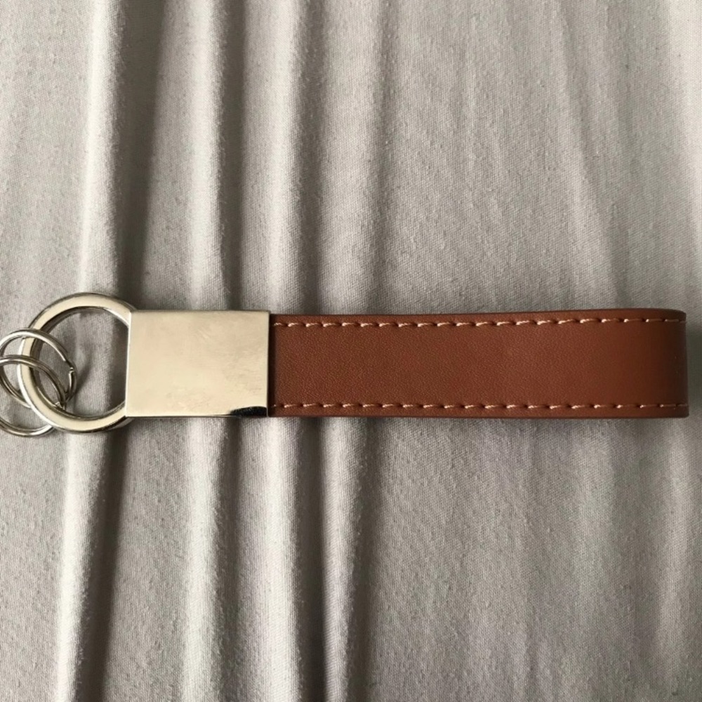 Brown leather keychain